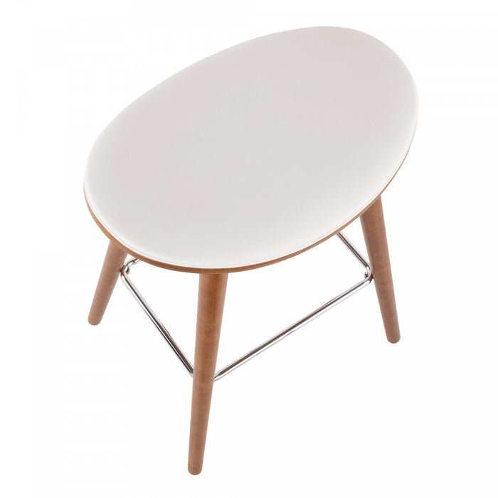 Tabouret moderne du milieu du 20e siècle Saddle de hauteur comptoir en similicuir blanc - ensemble de 2