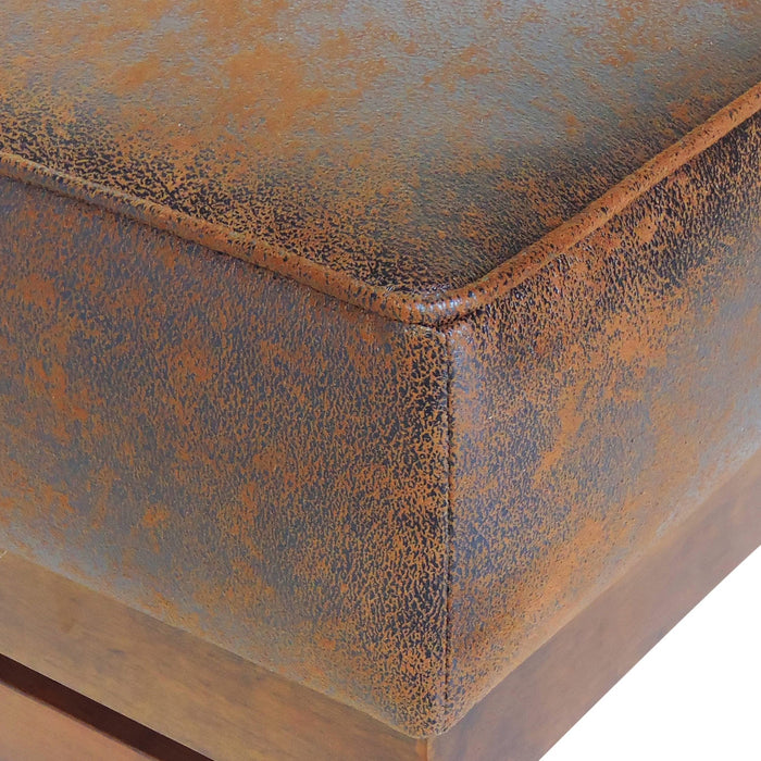 Grande Table Basse Ottoman Harrison en Similicuir avec Fonction de Rangement - Marron