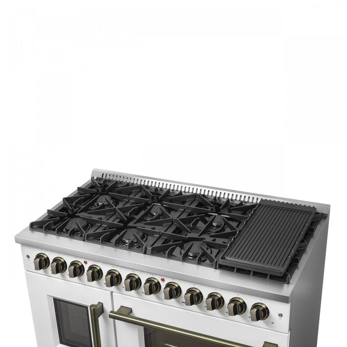 Cuisiniere a double combustible Galiano de 48 po, blanche, doubles fours de 6,58 pi³ – FFSGS6356-48WHT