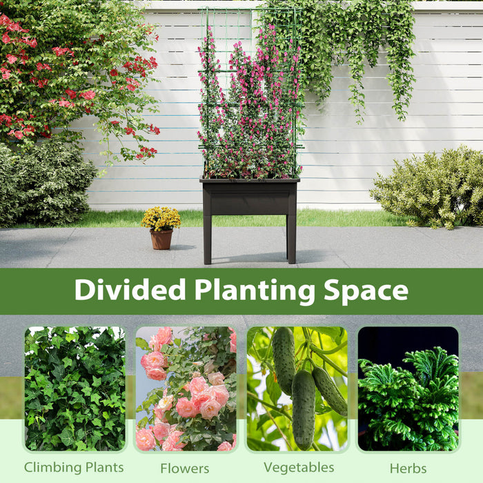 Costway Raised Garden Bed Planter Box Avec Escalade Trellis Indicateur De Niveau D'eau