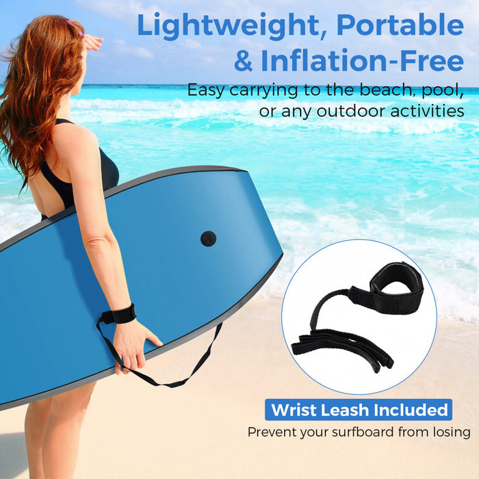 Costway 37\" Body Board Leger Avec Eps Core Xpe Deck Hdpe Fond Croissant Tail Bleu