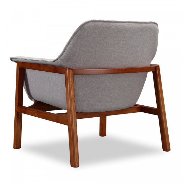 Fauteuil d’appoint Miller style milieu du siecle en tissu lin gris – Lot de 2