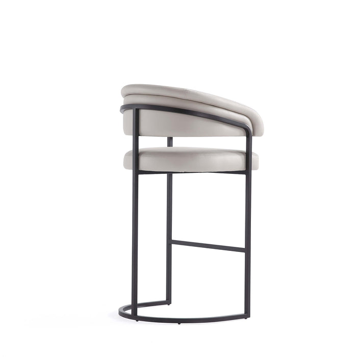 Tabouret de bar moderne Augusta en metal et tissu, gris clair
