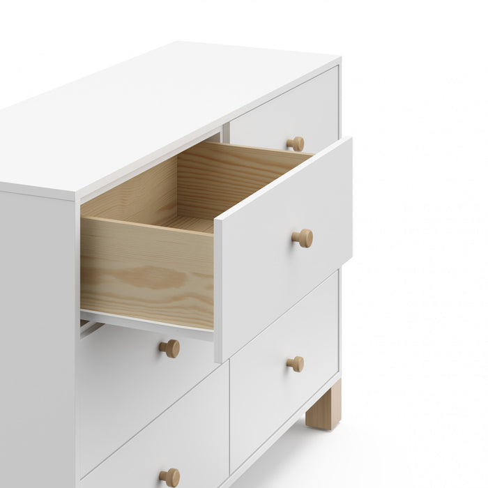 Storkcraft California 6 Commode a tiroirs - Blanc avec bois clair
