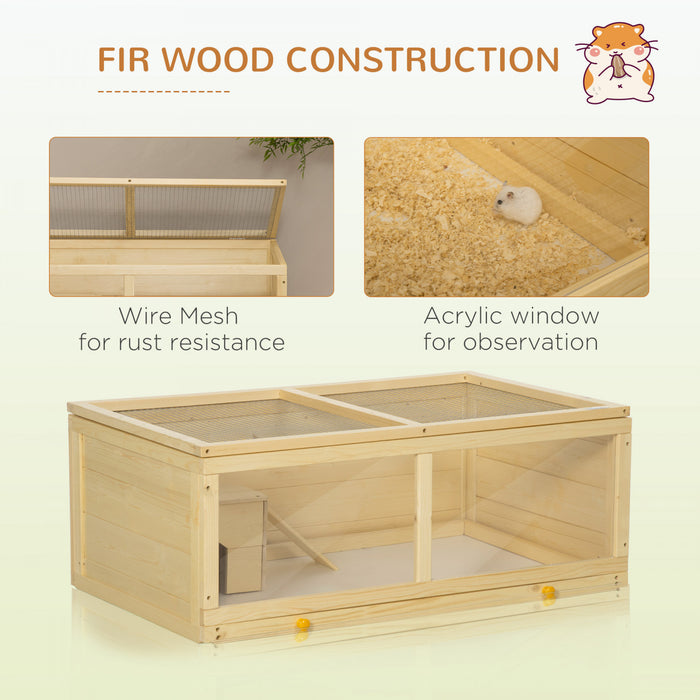 Pawhut Cage En Bois Pour Hamster, Kit Pour Petits Animaux, Maison De Jeu D'exercice Pour Hamsters Nains, Gerbilles, Chinchillas, Cochons D'inde, Lapins, Avec Plateau Coulissant, Dessus Ouvrable