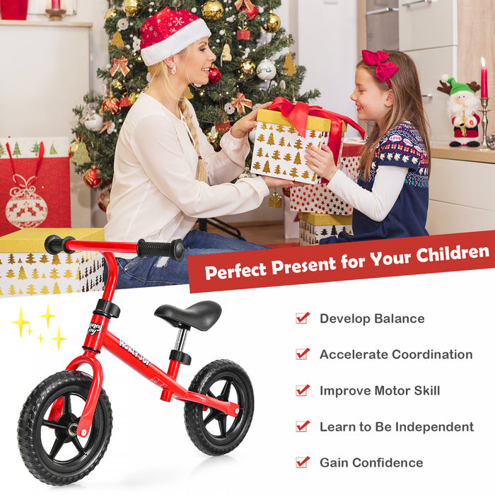 Honeyjoy Enfants Equilibre Velo Pas Pedale Velo D'entrainement W / Guidon Reglable Et Siege Rouge