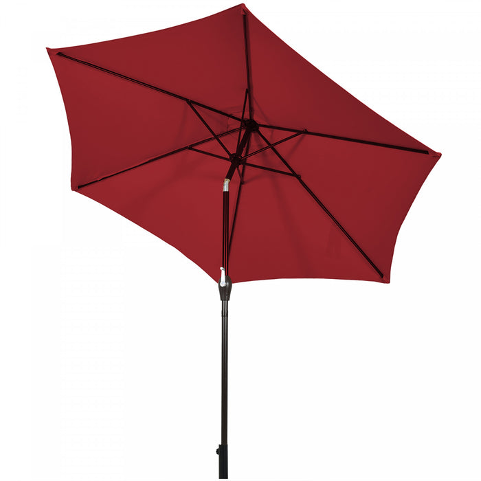 Costway Parasol de table de marche exterieur de 9 pieds avec bouton poussoir, inclinaison, manivelle, levage, bordeaux