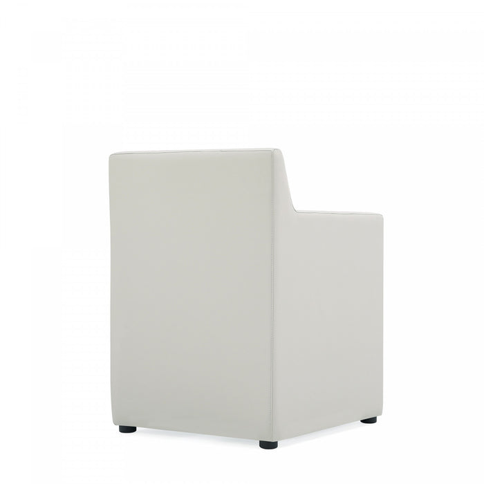 Fauteuil moderne en cuir vegetalien Anna Square en gris pierre - Lot de 2
