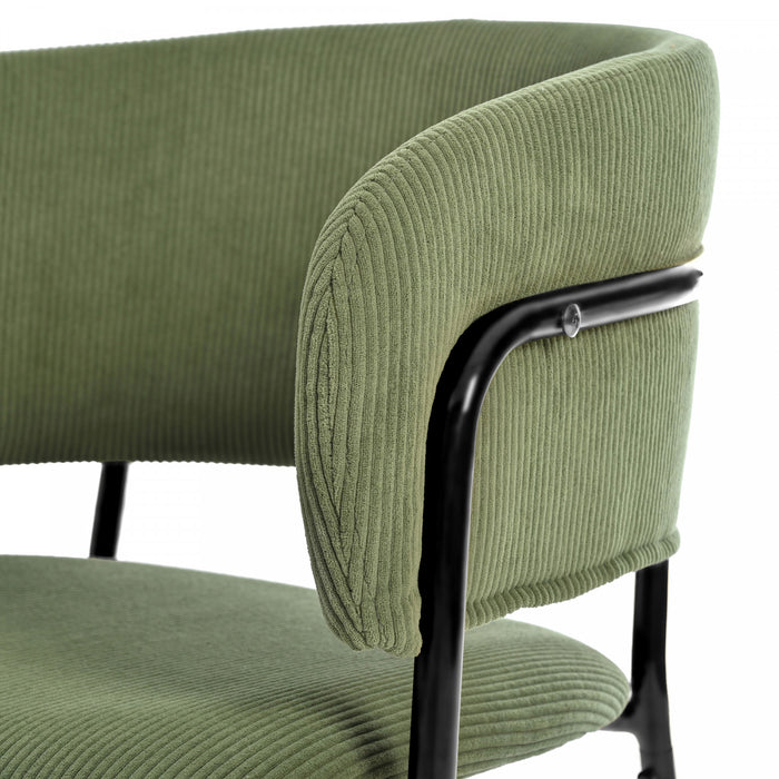 Ethan Ensemble de 2 chaises d’appoint modernes avec assise en velours cotele, pieds inclines et pieds reglables, vert