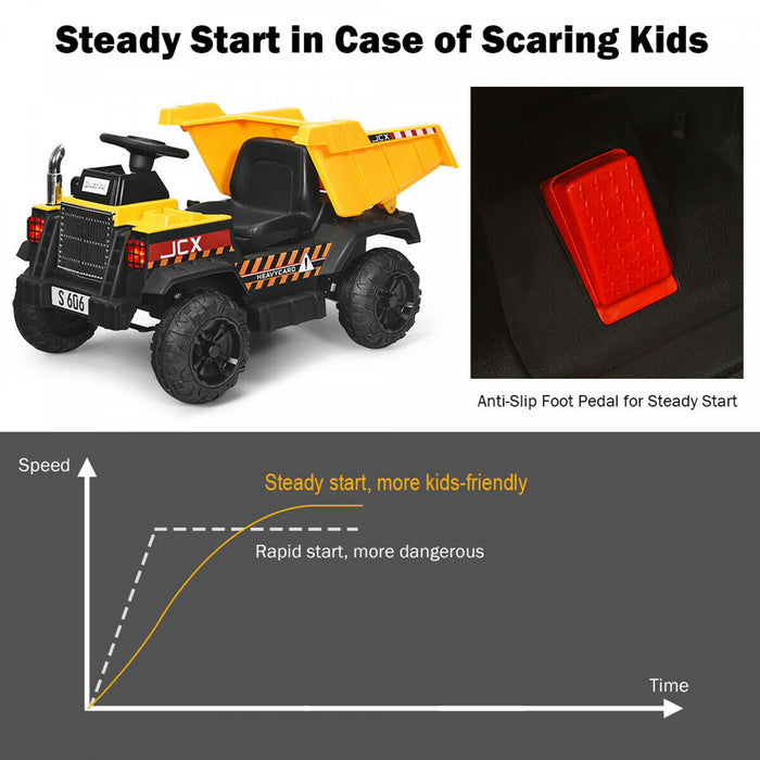 12v Batterie Enfants Rouler Sur Camion A Virure Rc Construction Tracteur W / Seau Electrique