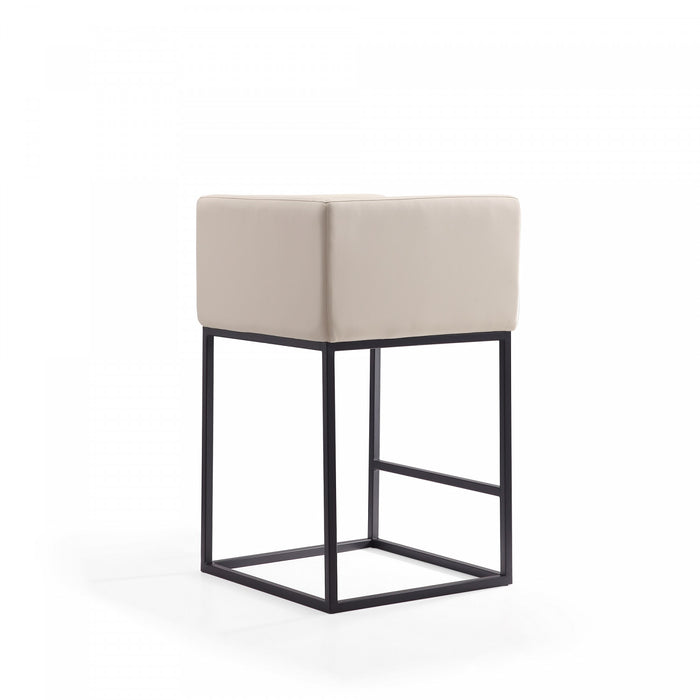 Tabouret de comptoir Embassy style milieu du siecle en metal et tissu creme