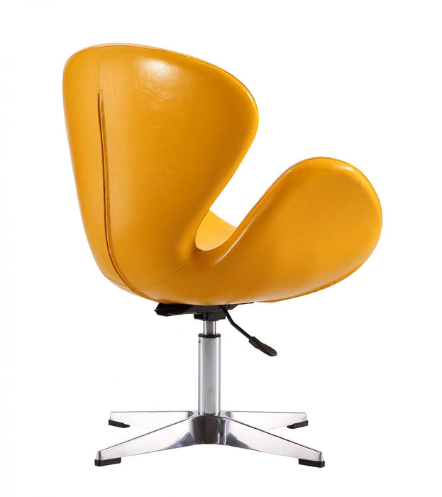 Fauteuil lounge pivotant moderne Raspberry en tissu jaune - Lot de 2