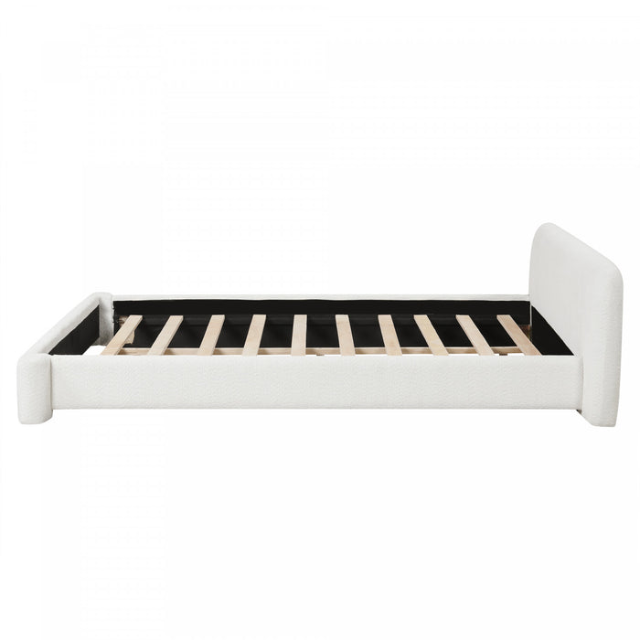 Joyce Lit confortable et elegant avec revetement pour chambre, Taille King, Blanc