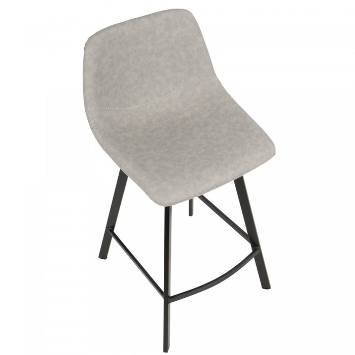 Tabouret industriel Outlaw de hauteur comptoir en similicuir gris - ensemble de 2