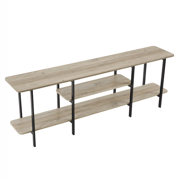 Table console contemporaine moderne Celine 180 cm en gris rustique (3 etageres)