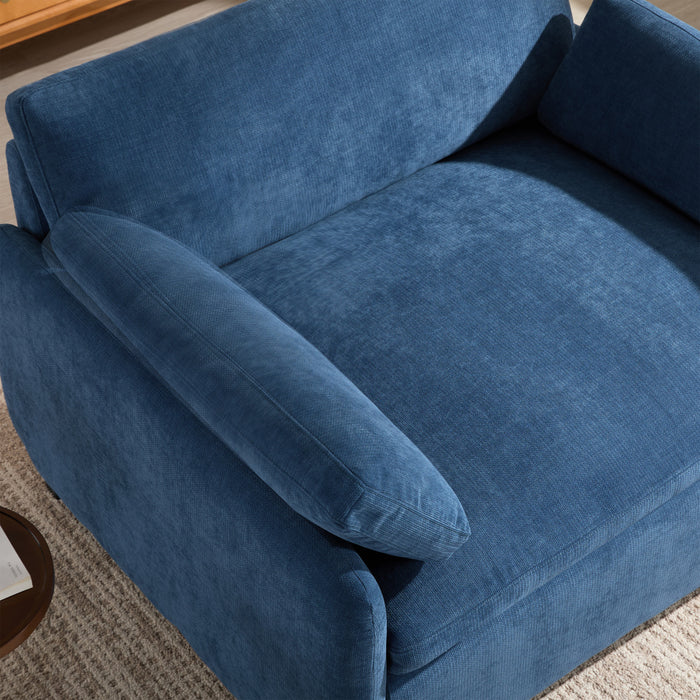 Fauteuil d’appoint surdimensionne Olivia avec coussins, bleu