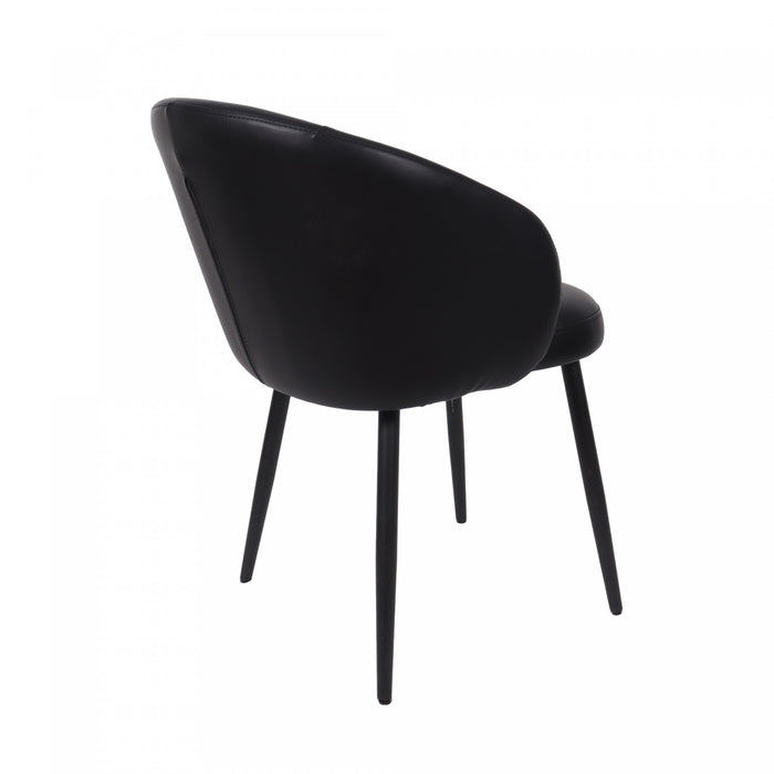 Chaise laterale moderne contemporaine Looma en cuir vegetalien et metal noir - Lot de 2