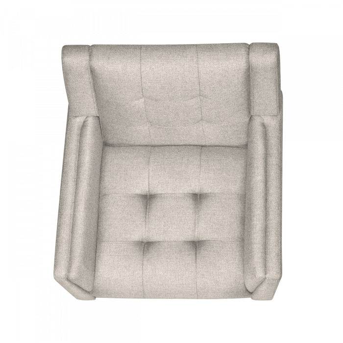 Midway Fauteuil Moderne du Milieu de Siecle a Point Capitonne Gaufre, Beige, Noyer