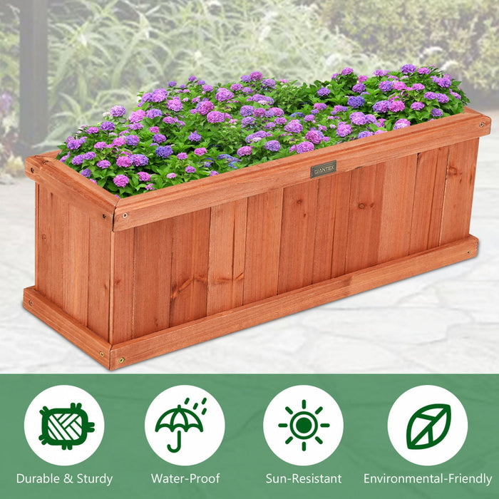 Jardiniere Decorative Rectangulaire En Bois Naturel De 36 Pouces Pour Jardin, Cour, Fenetre