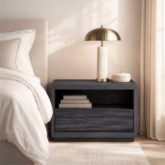 Table de nuit contemporaine Navis 32\" en gris charbon (1 tiroir)
