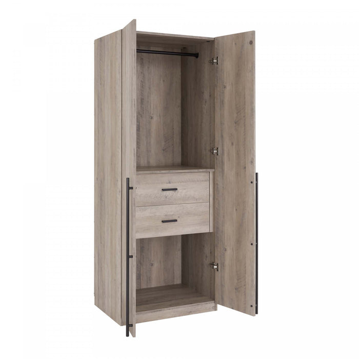 Armoire-penderie moderne Lee 2 pieces en gris rustique