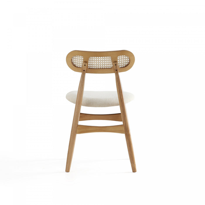 Chaise de salle a manger Colbert Industry Chic avec dossier en cannage et assise rembourree en bois naturel - Lot de 4
