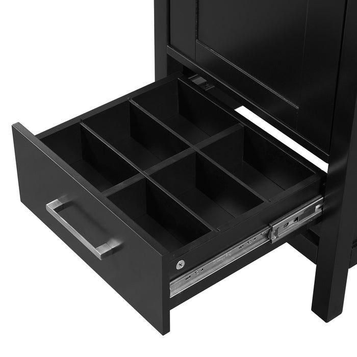 Meuble de salle de bain compact moderne Wayne 18 pouces avec lavabo ceramique, noir