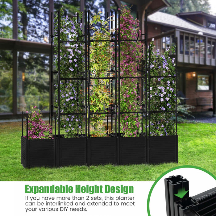 Costway 1 Pcs Lit De Jardin Eleve Avec Trellis Et Roues Boite A Planteur Auto-arrosant Avec 3 Hauteurs