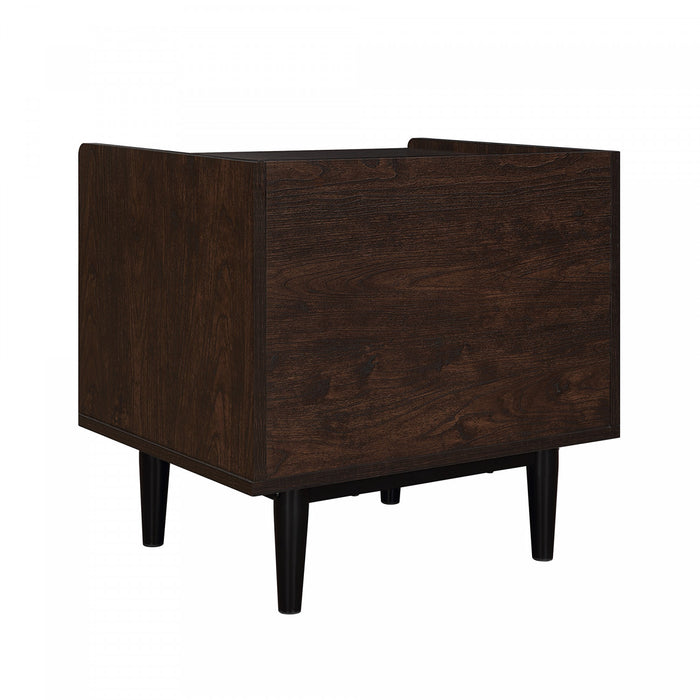 Table de nuit Duane style milieu du siecle 20\" cannelee noire (1 tiroir) - Lot de 2