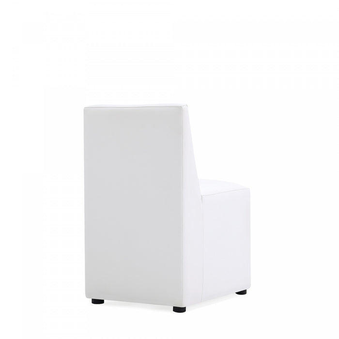 Chaise de salle a manger moderne en cuir vegetalien blanc Anna - Lot de 2