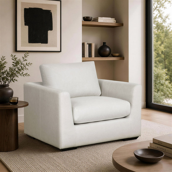 Fauteuil d’appoint contemporain Cleo en tissu creme