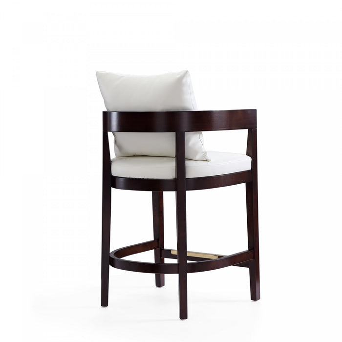 Tabouret de comptoir en bois rembourre style mid-century Ritz, ivoire – Lot de 3