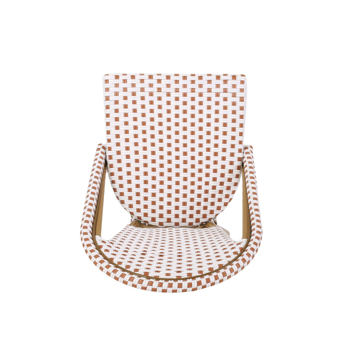 Chaises de bistrot francaises Julien en rotin synthetique et aluminium, lot de 2 - blanc et rouge