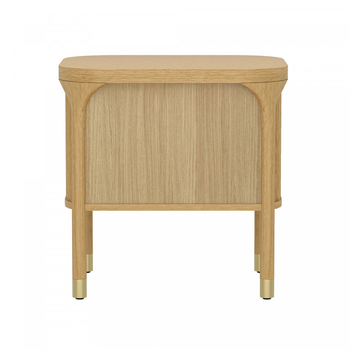 Table de nuit contemporaine Park 24\" en bois naturel (2 tiroirs)