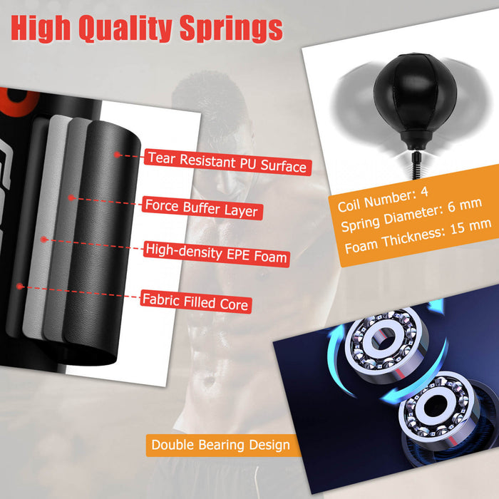 Goplus Boxe Vitesse Entraineur Independant Remplissable 360 ° Barre Tournante Hauteur Reglable