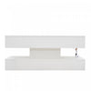 Flexi 39.9 Inch Hydraulic Lift-Top Coffee Table with LED Lighting and Hidden Storage, White | Flexi Table Basse Relevable Hydraulique 39.9 po avec Eclairage LED et Rangement Cache, Blanc