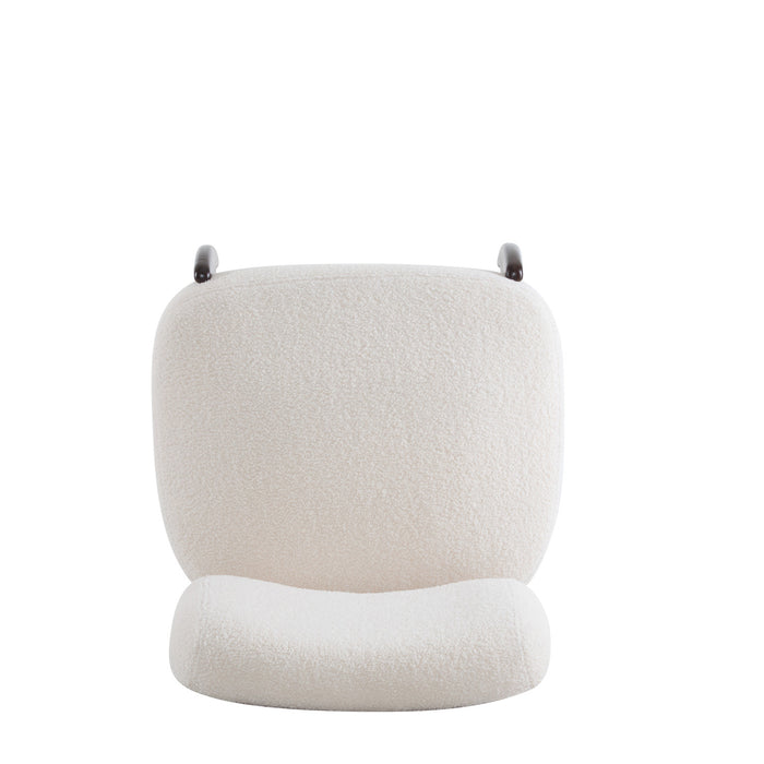 Coco Fauteuil de Salon Moderne en Bouclette avec Cadre en Bois Massif, Beige