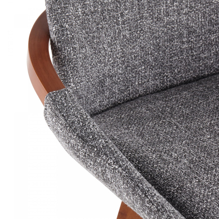 Tabouret de style du milieu du 20e siècle Cosmo de hauteur comptoir en tissu - noyer et gris