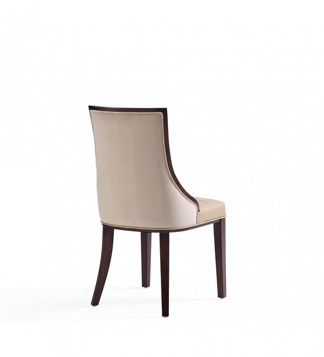 Chaise de salle a manger traditionnelle en bois avec revetement en tissu beige Fifth Avenue - Lot de 4