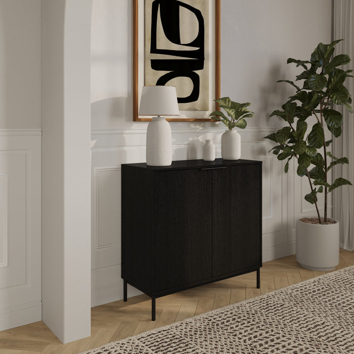 Armoire de rangement mince Nordika à 2 portes - noire