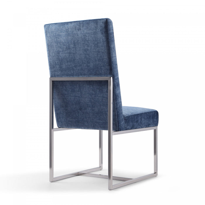 Chaise de salle a manger moderne en velours et metal Element bleu - Lot de 2