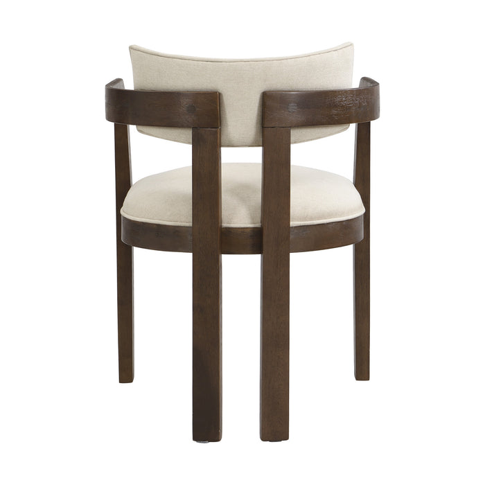 Evelyn Ensemble de 2 chaises de salle a manger en bois de caoutchouc avec accoudoirs et assise rembourree, noyer
