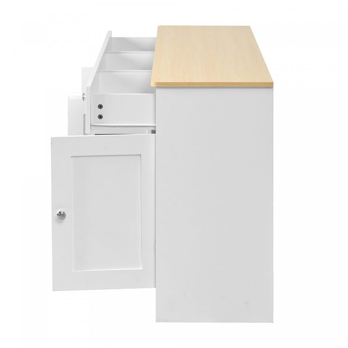 Grace Buffet en Bois Rustique de 55,1\" avec Portes et Tiroirs, Blanc