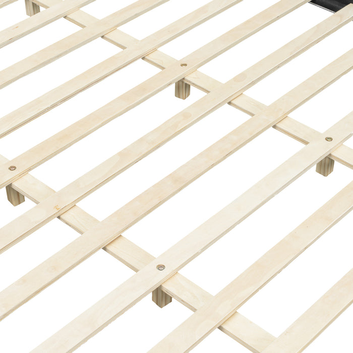 Lit plateforme Harper a profil bas en boucle avec tete de lit epaisse et courbee, California King, blanc creme