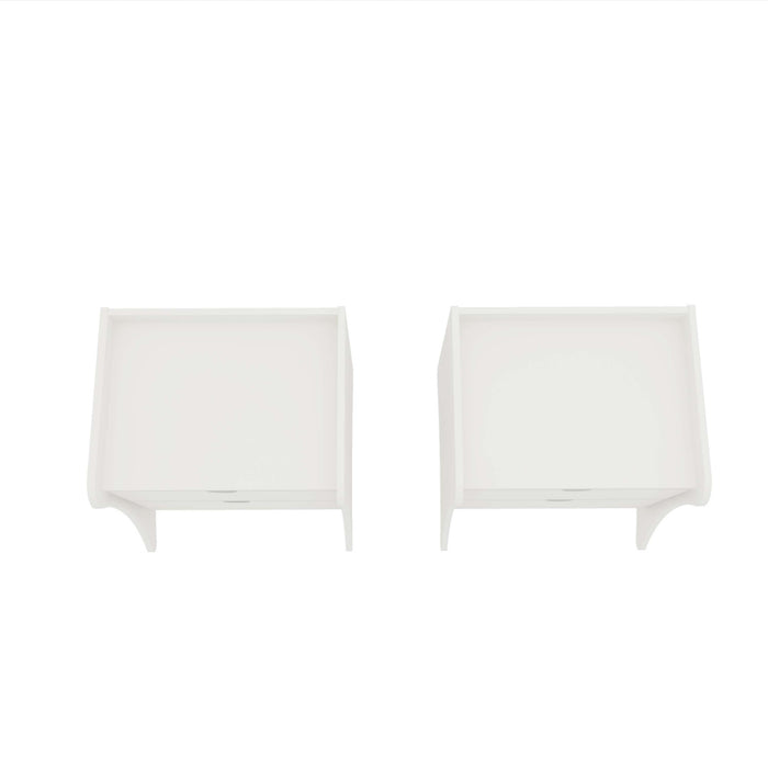 Table de nuit Coney style mid-century moderne 20\" en blanc (2 tiroirs) - Lot de 2