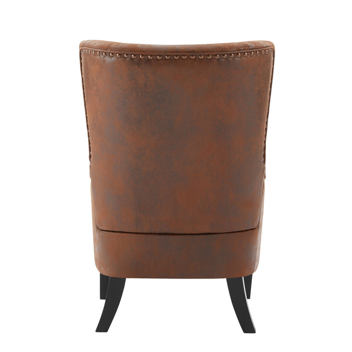 Havenwood Fauteuil d'Appoint HI-BACK a Clous Decoratifs, Brun