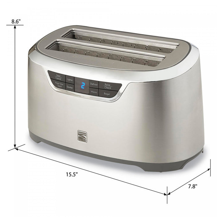 Grille-pain Kenmore Elite à fentes longues pour 4 tranches avec éjection automatique, acier inoxydable - KKELST4SS