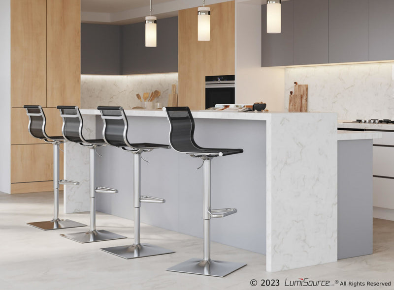 Tabouret bar pivotant réglable contemporain Mirage en tissu - noir