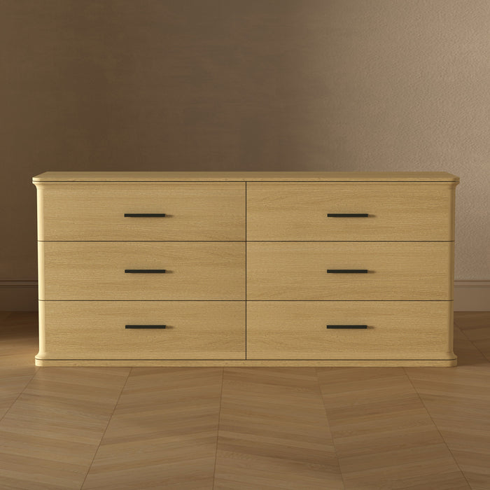 Commode traditionnelle Clifford en chene naturel (6 tiroirs)