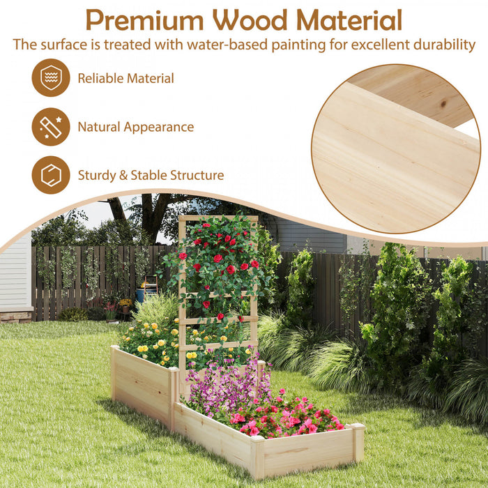 Costway 87\" Lit De Jardin Eleve Avec Trellis 2 Boites De Plantation Base Ouverte Pour Patio